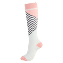Lade das Bild in den Galerie-Viewer, Pink and White High Crazy Socks - Crazy Sock Thursdays
